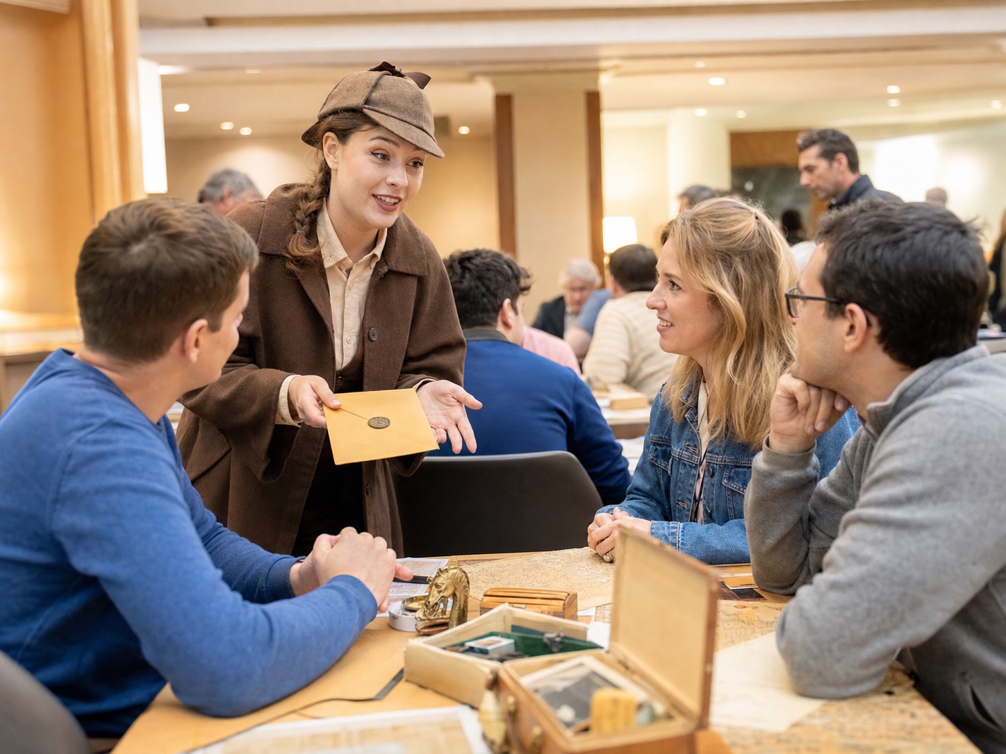 A facilitator begins an adventure with an engaged group.
